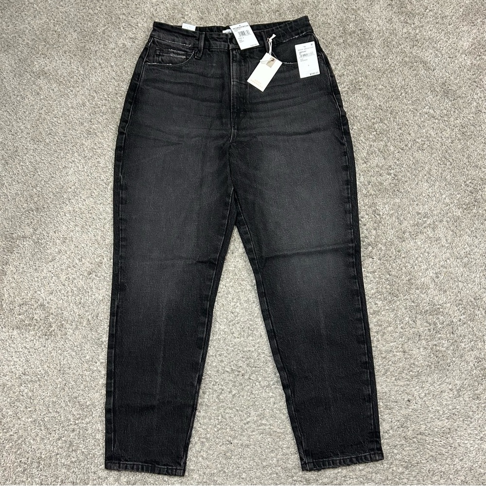 Good American Good Mom Jeans Women’s 4/27 Black Denim New with Tags Ankle - Picture 2 of 12